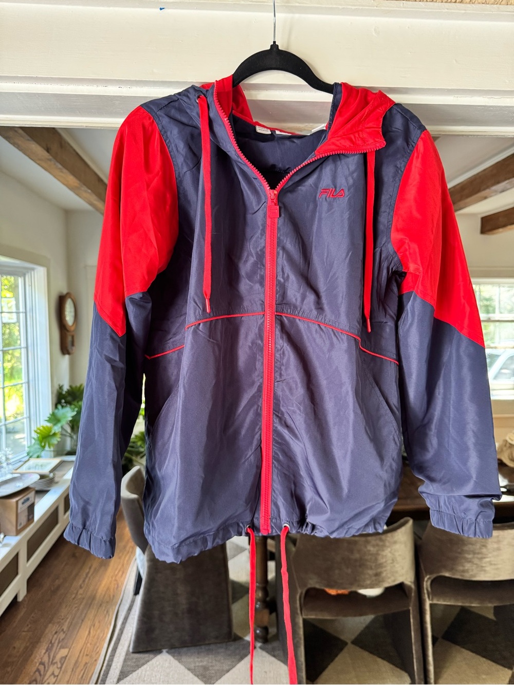 Fila Navy & Red Hooded Windbreaker